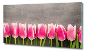 Egyedi üvegkép Rózsaszín tulipánok