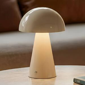 Lindby LED-es, újratölthető asztali lámpa Nevijo, bézs, Ø20cm, USB,, dimmelhető, Krém / borostyánsárga, Nappali / Étkező, fém, Modern