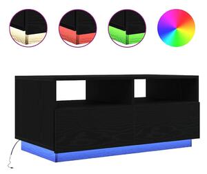 VidaXL fekete tölgyszínű dohányzóasztal LED-lámpákkal 90x49x40 cm