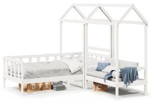 VidaXL fehér tömör fenyőfa kanapéágy és pad tetővel 80 x 200 cm