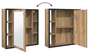 VidaXL kézműves tölgy szerelt fa tükrös fürdőszobaszekrény 60x16x60 cm