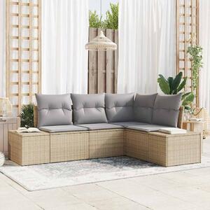Kerti Kanapé Szett 4 pcs Beige és Világosszürke polirattan