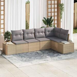 Kerti Kanapé Szett 5 pcs Beige és Világosszürke polirattan