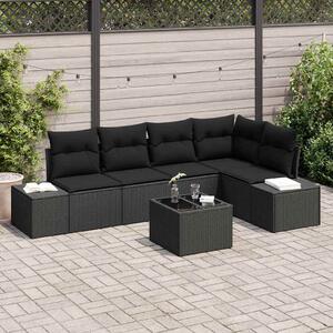Kerti Kanapé Szett tárolóval Fekete polirattan