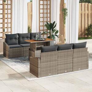 Kerti Kanapé Szett tárolóval 7 pcs Szürke Poli rattan