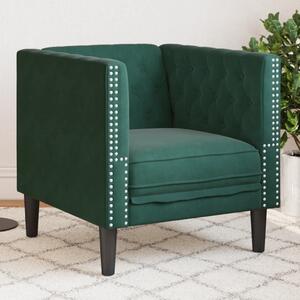 VidaXL sötétzöld bársony Chesterfield kanapéfotel