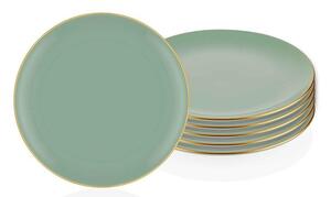 Porcelán tányér szett, 6 db-os, világos zöld - PETALES