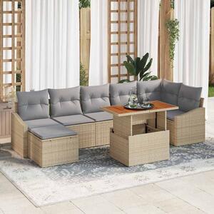 Kerti Kanapé Szett tárolóval 8 pcs Bézs Poli rattan