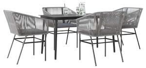 5 részes szürke polyrattan üveg kerti étkezőgarnitúra párnával