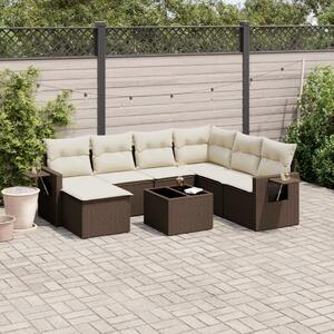 8 részes barna polyrattan kerti ülőgarnitúra párnákkal
