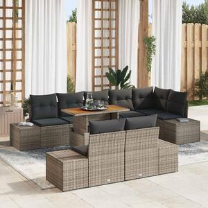 Kerti Kanapé Szett tárolóval 9 pcs Szürke Poli rattan