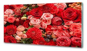 Konyhai üveg fali panel Piros virágok