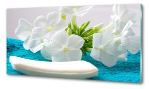 Konyhai hátfalpanel Fehér virágok spa