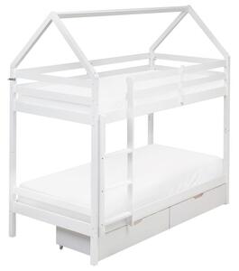 Emeletes ágy fiókokkal Ház Fenyő TERNAS 90 x 200 cm Ágyneműtartóval Fehér