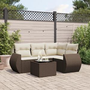 5 részes barna polyrattan kerti ülőgarnitúra párnával