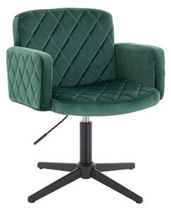 HR802CROSS Sötétzöld Modern Velúr Szék Fekete lábbal