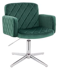 HR802CROSS Sötétzöld Modern Velúr Szék Krómozott lábbal
