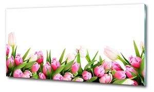 Egyedi üvegkép Rózsaszín tulipánok