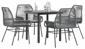 5 részes szürke polyrattan üveg kerti étkezőgarnitúra párnával