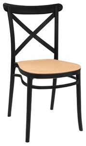 King Home Country Rattan Hatású Fekete Kerti Szék