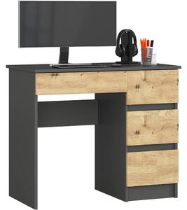 AKORD CLP Jobboldali Íróasztal Laminált Grafitszürke Artisan Tölgy 4-Fiókos