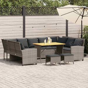 4 részes szürke polyrattan kerti ülőgarnitúra párnákkal