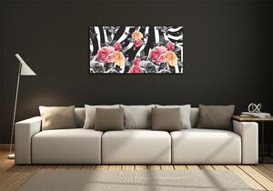 Fali üvegkép Rózsa a háttérben egy zebra