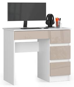 AKORD A-7 Számítógépasztal Laminált Fehér-Cappuccino Magasfényű 90 cm IP0PBIUCAPUPRA7