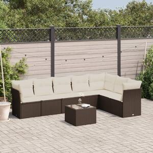 8 részes barna polyrattan kerti ülőgarnitúra párnákkal