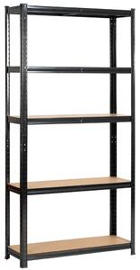 Fancy Garden Garázs Fém Polcrendszer Acél/MDF Fekete 175kg Teherbírás REGMET9030180CZA