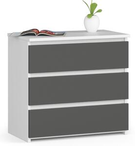 AKORD CL3 Éjjeliszekrény Laminált Fehér-Grafitszürke 3 Fiókos