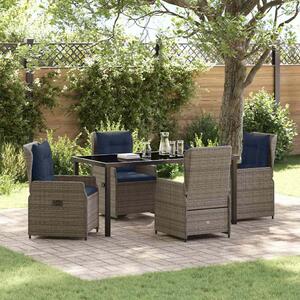 Kert étkező szett párnával 5 pcs Szürke Poli rattan