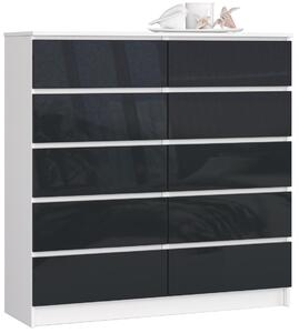 AKORD CLP 120 Komód 10 Fiókos Magasfényű Grafit MDF