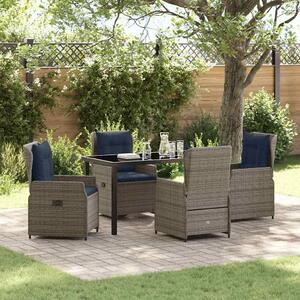 Kert étkező szett párnával 5 pcs Szürke Poli rattan