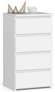 AKORD CL4 Keskeny Fiókos Komód Laminált Fehér Matt