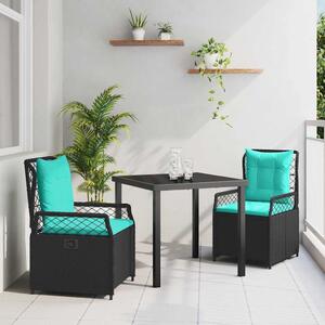 Kert étkező szett 3 pcs Fekete polirattan