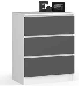AKORD CLP Modern 3-Fiókos Komód Laminált Fehér-Szürke Matt