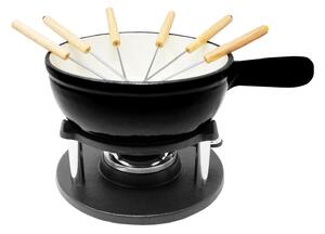 Klarstein Holsten, fondue készlet, edény, melegítő, égő, 6 villa, 1,5 l, öntöttvas