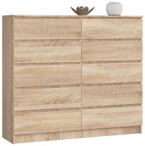 AKORD CLP K140 Komód Laminált Sonoma Tölgy 10 Fiókos