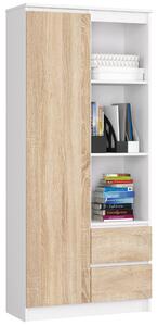AKORD CLP R11 Irodai Könyvespolc Fehér-Sonoma Tölgy 80 cm Laminált