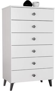 AKORD Mobi K-06 Modern Fiókos Komód Laminált Fehér-Fekete