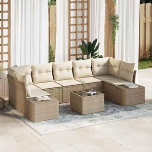 Kerti Kanapé Szett párnával 8 pcs Beige és krém polirattan