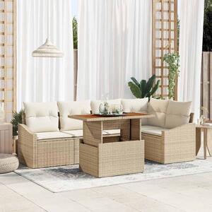 Kerti Kanapé Szett tárolóval 6 pcs Bézs Poli rattan