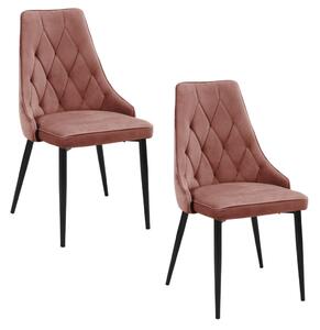 AKORD SJ.054 Glamour Bársony Étkezőszék Rózsaszín Steppelt 2xCSJ.054-P