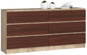 AKORD CLP Modern Komód Laminált Sonoma Tölgy/Wenge 6-Fiókos