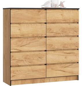 AKORD CLP K120 Komód Laminált Tölgy Craft 10 Fiókos