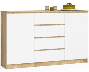 AKORD CLP Artisan Komód 160 Laminált Tölgy-Fehér 4 Fiókos