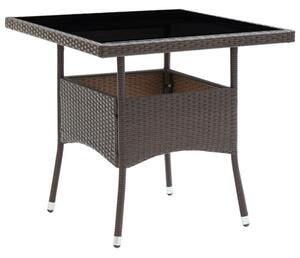 Barna polyrattan kerti étkezőasztal