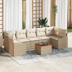 Kerti Kanapé Szett tárolóval 8 pcs Beige és krém polirattan