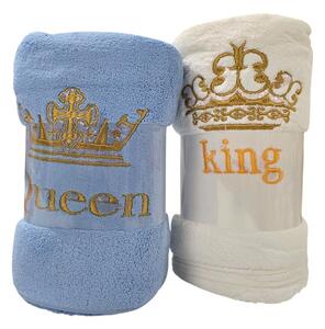 Fürdőlepedő KING AND QUEEN BLUE és FEHÉR 70x140 cm 2 db